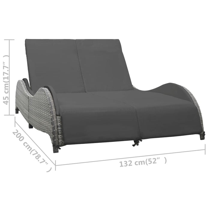 Double Sun Lounger With Cushion Poly Rattan Anthracite Akakp