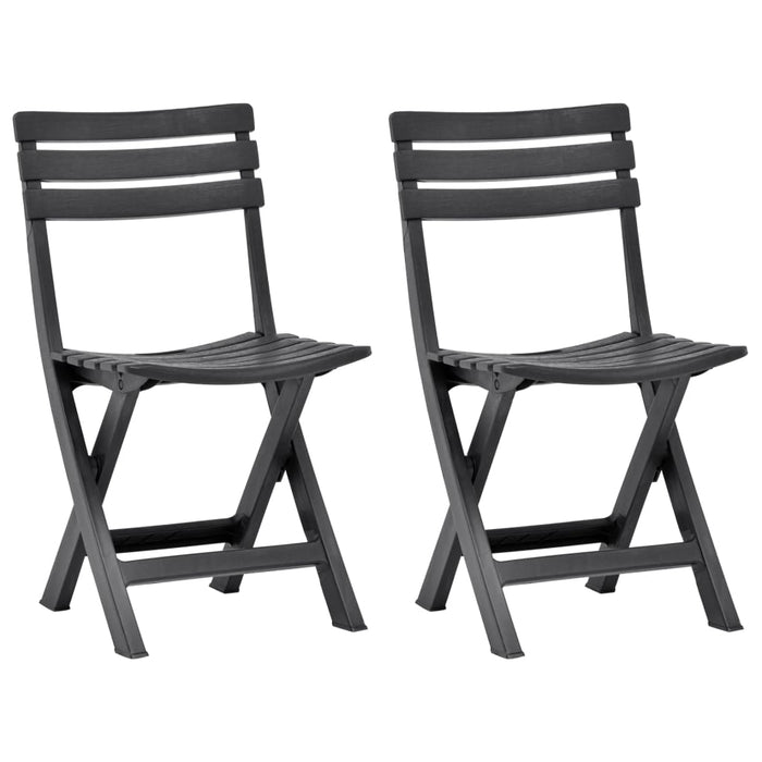 Folding Garden Chairs 2 Pcs Plastic Anthracite Anini