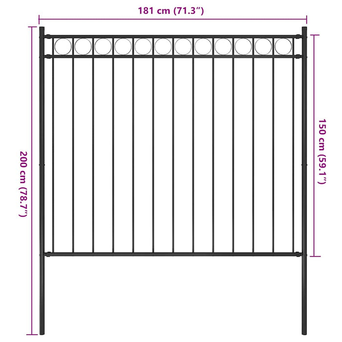 Garden Fence Steel 1.81X1.5 M Black Oaltop