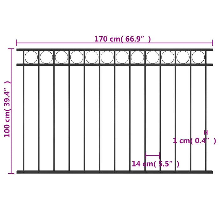Fence Panel Steel 1.7X1 M Black Oaltoi