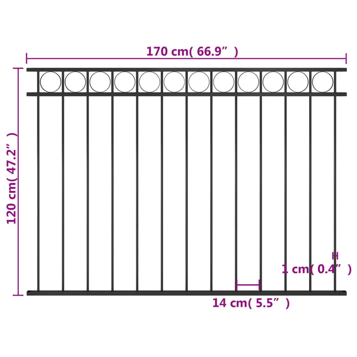 Fence Panel Steel 1.7X1.2 M Black Oalton