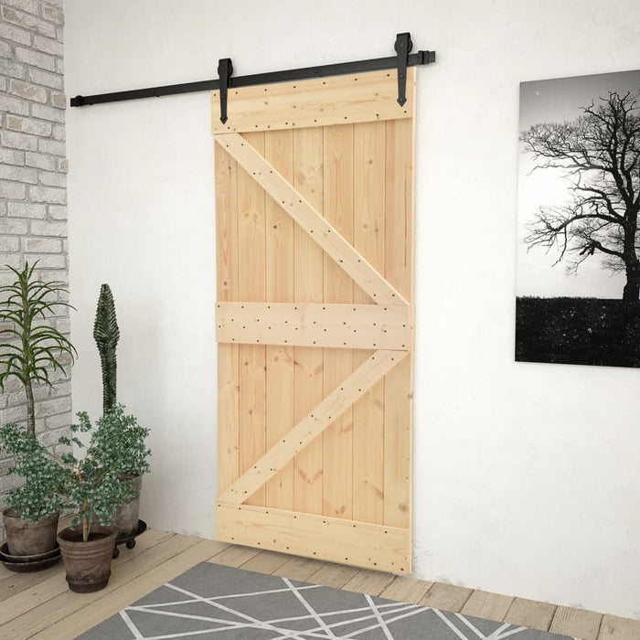 Door 90X210 Cm Solid Pine Wood Xnkobn