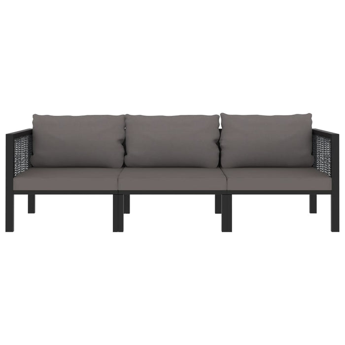 3-Seater Sofa With Cushions Anthracite Poly Rattan Akabb