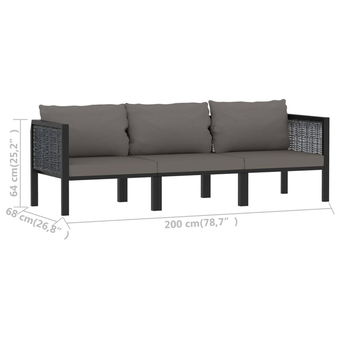 3-Seater Sofa With Cushions Anthracite Poly Rattan Akabb