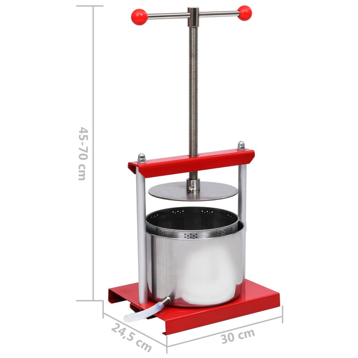Fruit And Wine Press Stainless Steel 6 L Oalnki