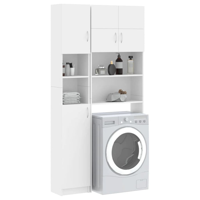 Washing Machine Cabinet Set White Engineered Wood Tbppltl
