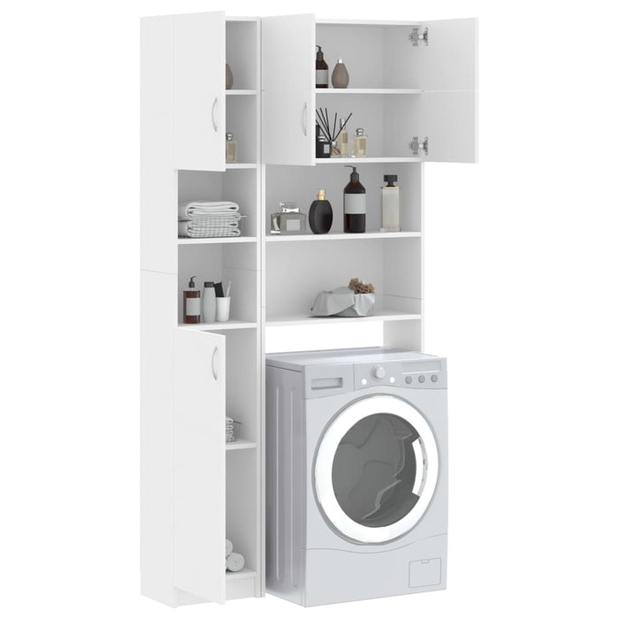 Washing Machine Cabinet Set White Engineered Wood Tbppltl