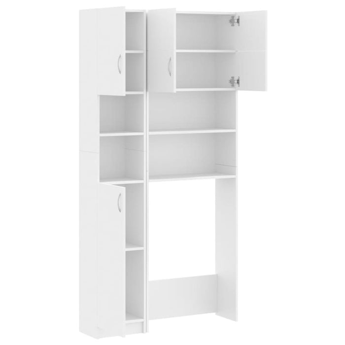 Washing Machine Cabinet Set White Engineered Wood Tbppltl