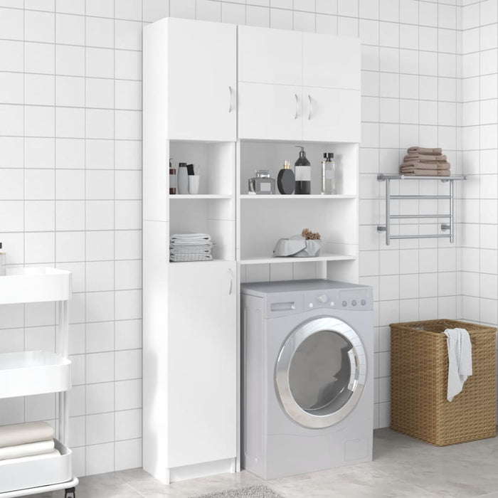 Washing Machine Cabinet Set White Engineered Wood Tbppltl