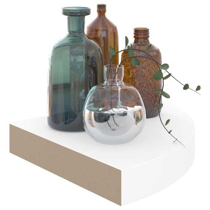 Floating Corner Shelf Glossy Look White 25X25X3.8 Cm Mdf Txtnnl