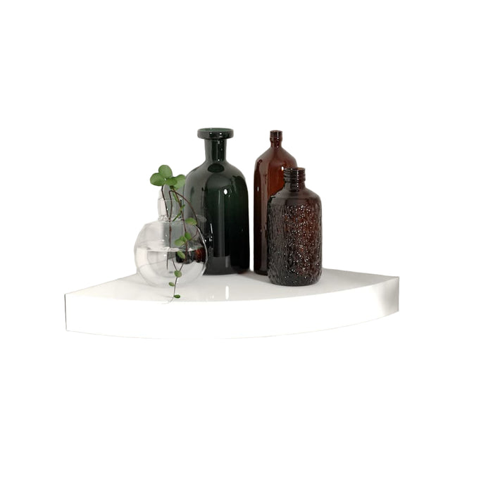 Floating Corner Shelf Glossy Look White 25X25X3.8 Cm Mdf Txtnnl