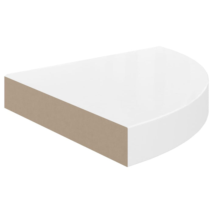 Floating Corner Shelves 2 Pcs Glossy Look White 25X25X3.8 Cm Mdf Txtnni