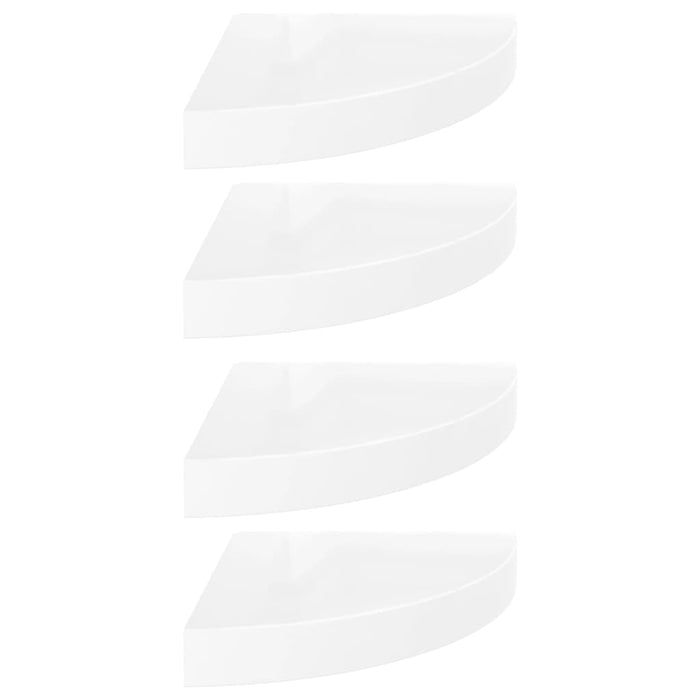 Floating Corner Shelves 4 Pcs Glossy Look White 25X25X3.8 Cm Mdf Txtnnn