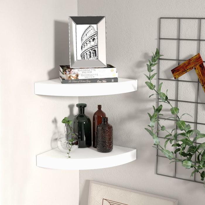 Floating Corner Shelves 2 Pcs White 25X25X3.8 Cm Mdf Txtnkl
