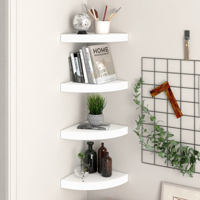 Floating Corner Shelves 4 Pcs White 25X25X3.8 Cm Mdf Txtnki