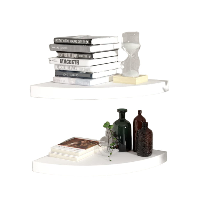 Floating Corner Shelves 2 Pcs White 35X35X3.8 Cm Mdf Txtkoi