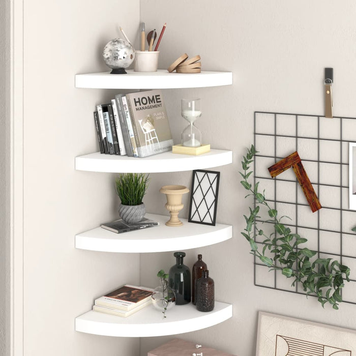 Floating Corner Shelves 4 Pcs White 35X35X3.8 Cm Mdf Txtkon