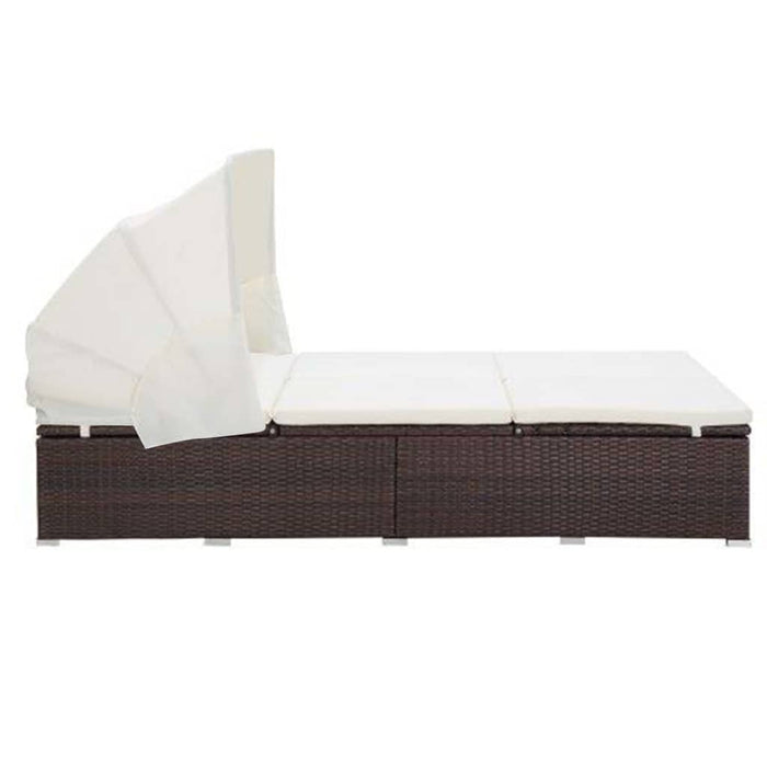 2-Person Sunbed With Cushion Poly Rattan Brown Tobxta