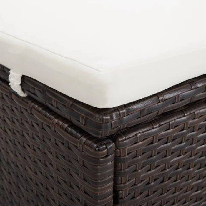 2-Person Sunbed With Cushion Poly Rattan Brown Tobxta