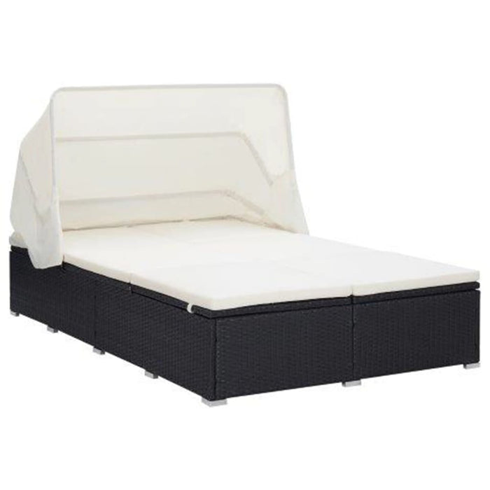 2-Person Sunbed With Cushion Poly Rattan Black Tobxtp