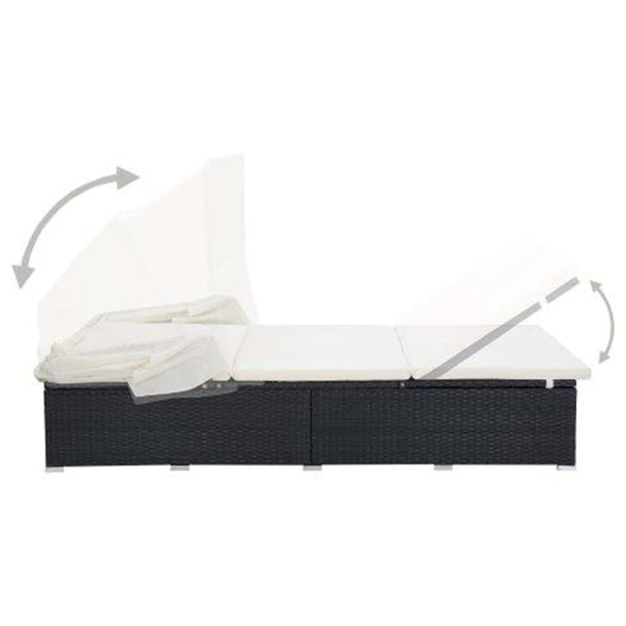 2-Person Sunbed With Cushion Poly Rattan Black Tobxtp