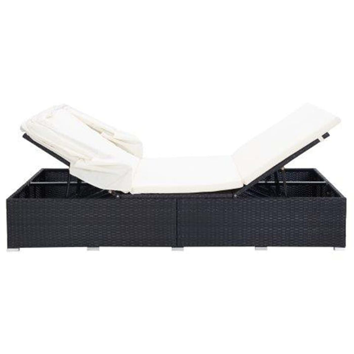 2-Person Sunbed With Cushion Poly Rattan Black Tobxtp