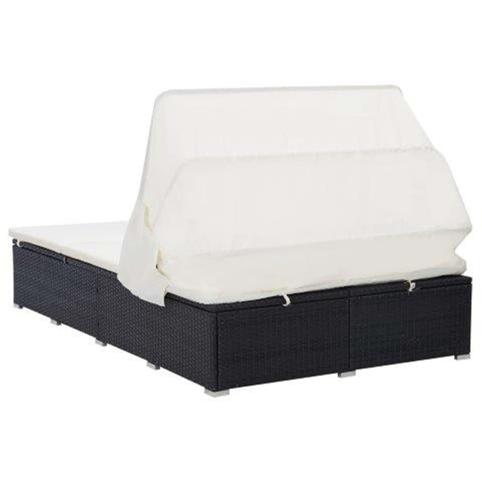 2-Person Sunbed With Cushion Poly Rattan Black Tobxtp
