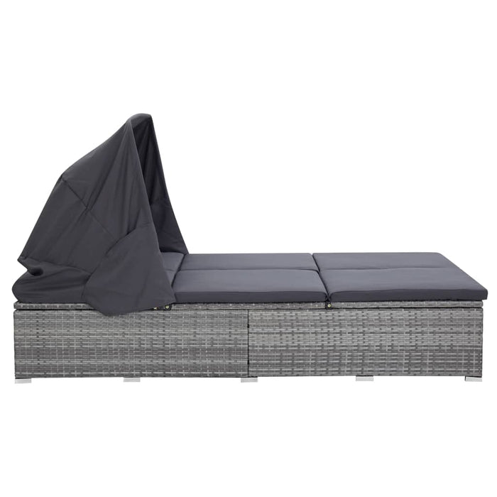 2-Person Sunbed With Cushion Poly Rattan Grey Tobxtl