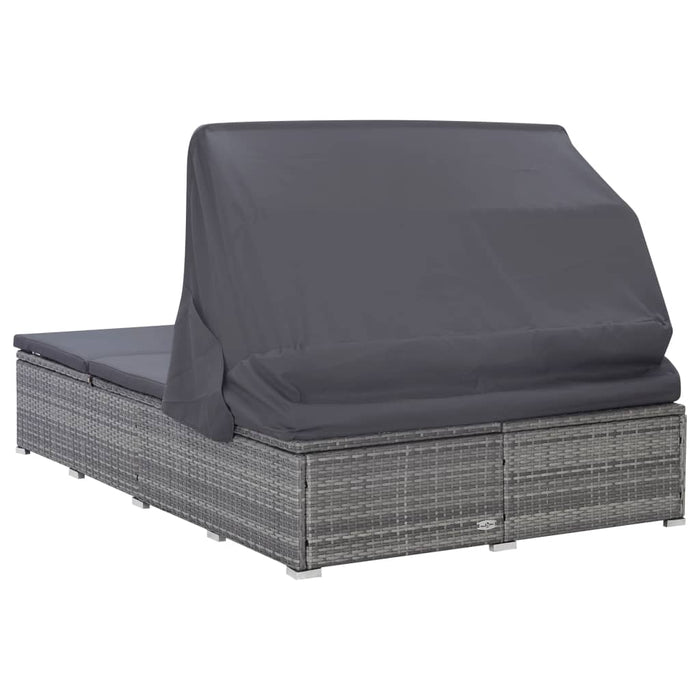 2-Person Sunbed With Cushion Poly Rattan Grey Tobxtl