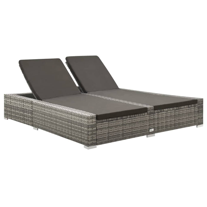Double Sun Lounger Poly Rattan Grey Toxopp