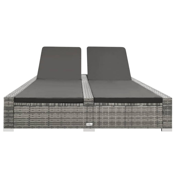Double Sun Lounger Poly Rattan Grey Toxopp