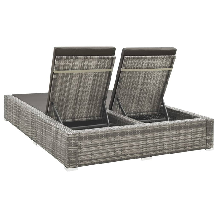 Double Sun Lounger Poly Rattan Grey Toxopp