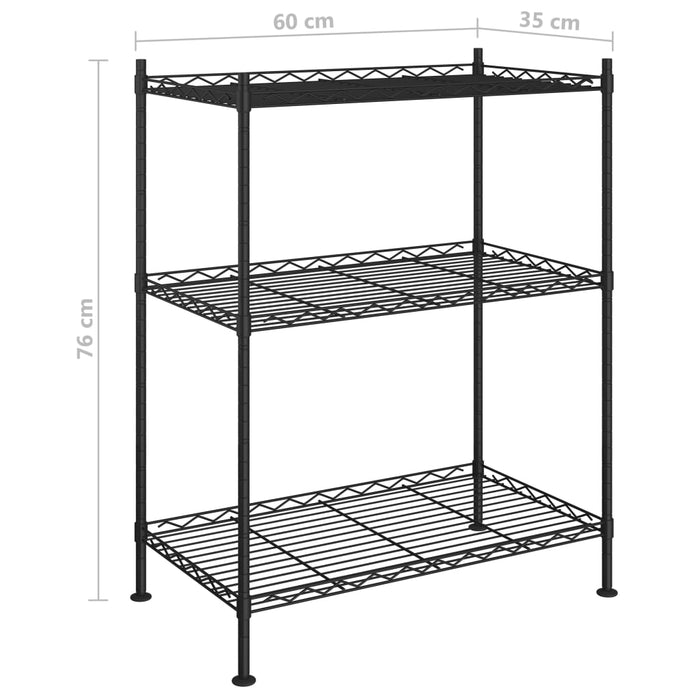 3-Tier Storage Rack 60X35X76 Cm Black 150 Kg Txalxb