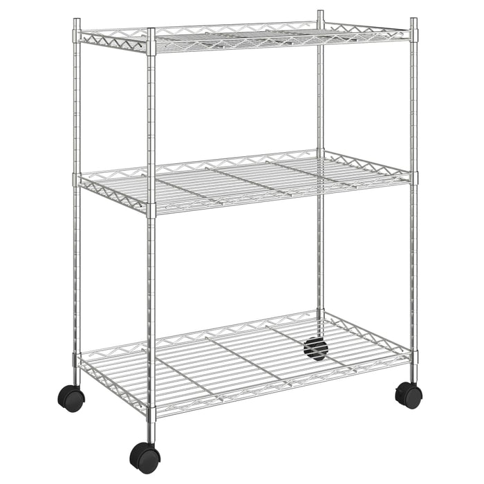 3-Tier Storage Rack With Wheels 60X35X81 Cm Chrome 150 Kg Txalxp