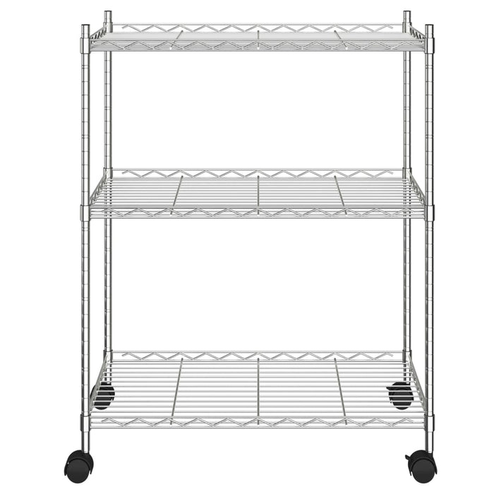 3-Tier Storage Rack With Wheels 60X35X81 Cm Chrome 150 Kg Txalxp