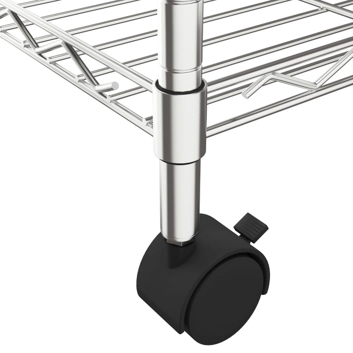 3-Tier Storage Rack With Wheels 60X35X81 Cm Chrome 150 Kg Txalxp