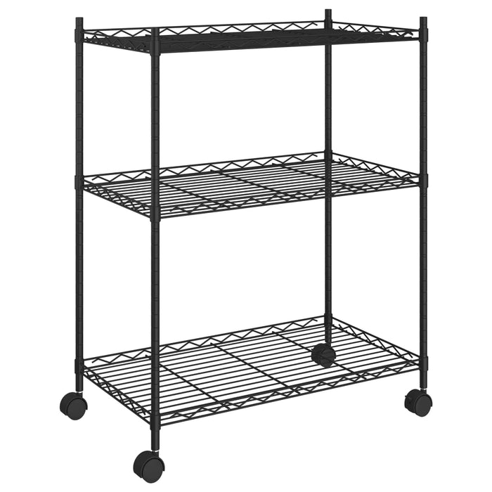 3-Tier Storage Rack With Wheels 60X35X81 Cm Black 150 Kg Txalxl