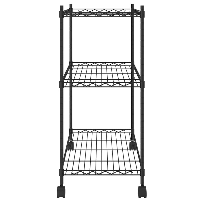 3-Tier Storage Rack With Wheels 60X35X81 Cm Black 150 Kg Txalxl