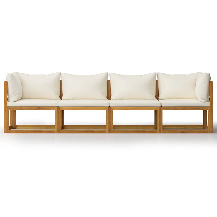 4-Seater Garden Sofa With Cushion Cream Solid Acacia Wood Tbpiltk