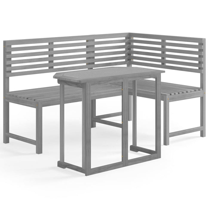 2 Piece Bistro Set Solid Acacia Wood Grey Tbpinlp