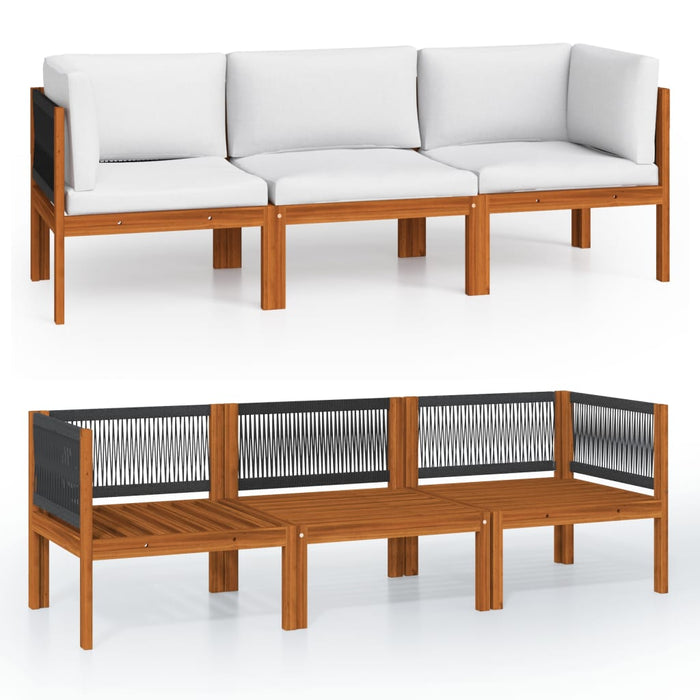 3-Seater Garden Sofa With Cushion Wood Acacia&Rope Tbpinnt