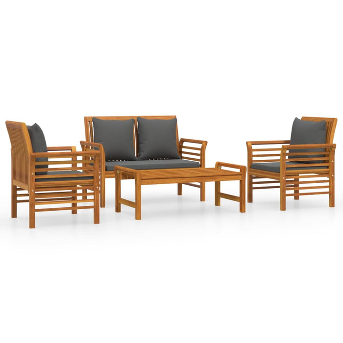 4 Piece Garden Lounge Set With Cushions Solid Wood Acacia Tbpnbkn