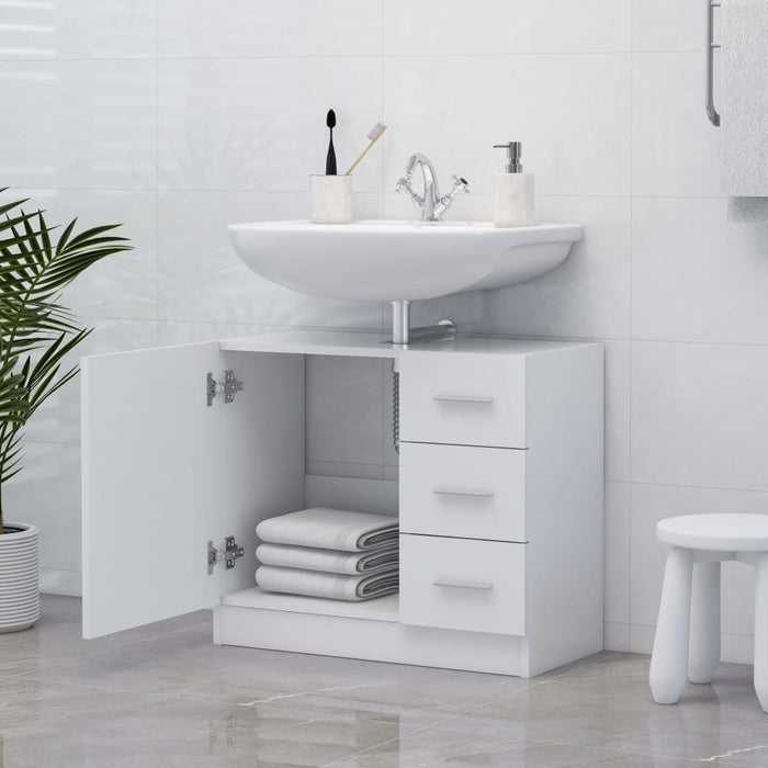 Sink Cabinet White 63X30X54 Cm Engineered Wood Nbaona