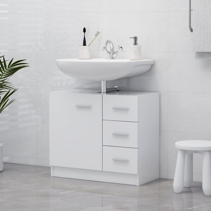 Sink Cabinet White 63X30X54 Cm Engineered Wood Nbaona