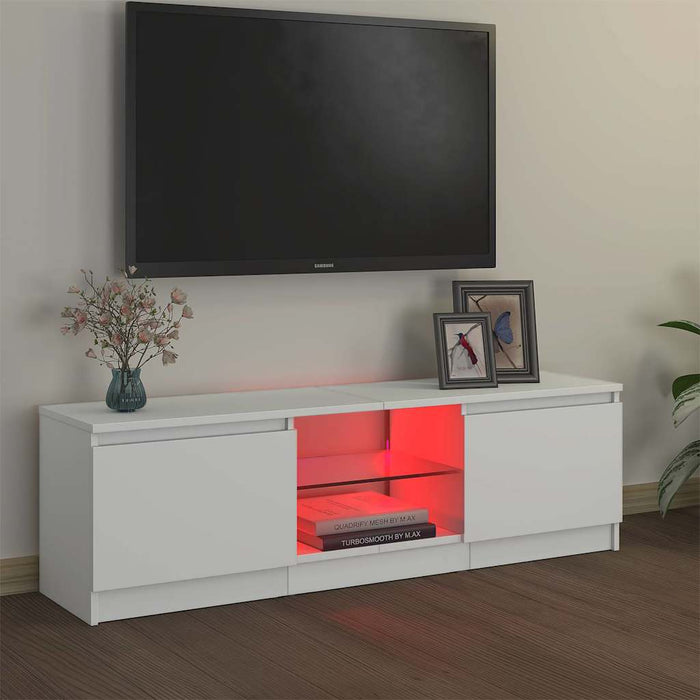 Tv Cabinet With Led Lights White 120X30X36 Cm Nbaxnt