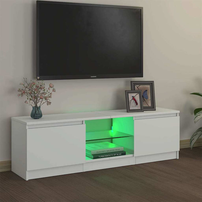 Tv Cabinet With Led Lights White 120X30X36 Cm Nbaxnt