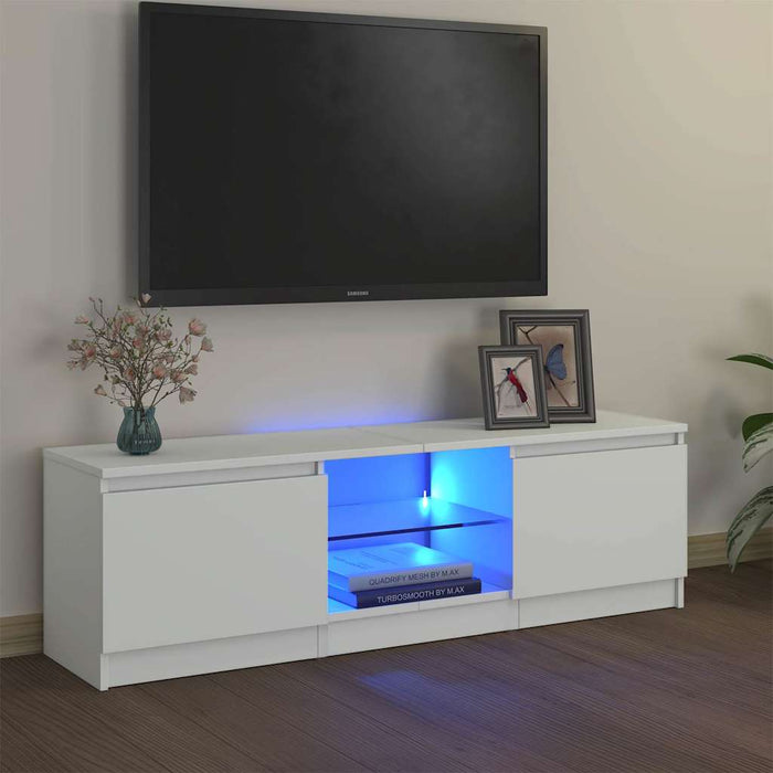 Tv Cabinet With Led Lights White 120X30X36 Cm Nbaxnt
