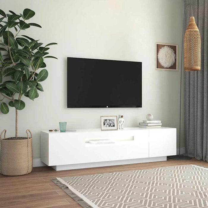 Tv Cabinet With Led Lights White 160X35X40 Cm Nbaaxi