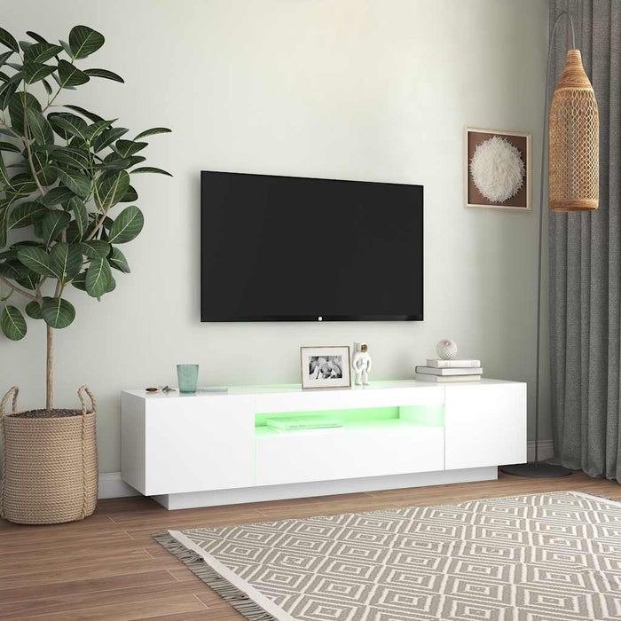 Tv Cabinet With Led Lights White 160X35X40 Cm Nbaaxi