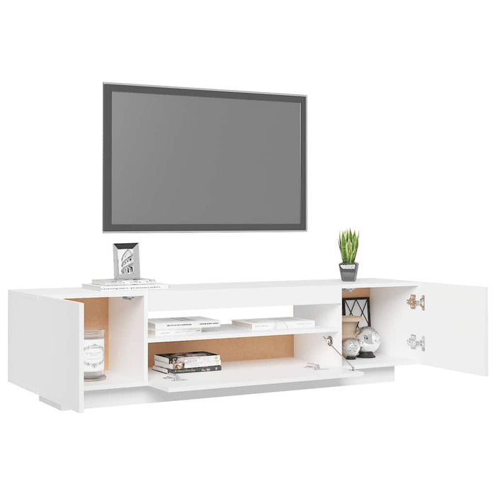 Tv Cabinet With Led Lights White 160X35X40 Cm Nbaaxi